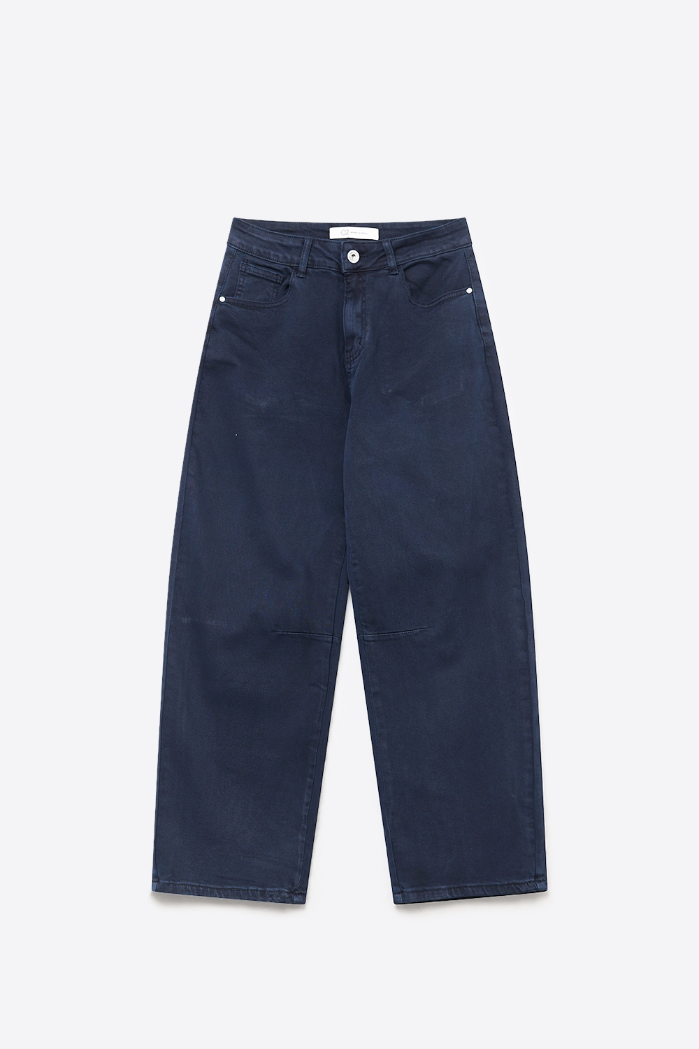 Jeans de mezclilla elástica suave azul marino de pierna ancha con costura en la rodilla Jeans de mezclilla elástica suave azul marino de pierna ancha con costura en la rodilla