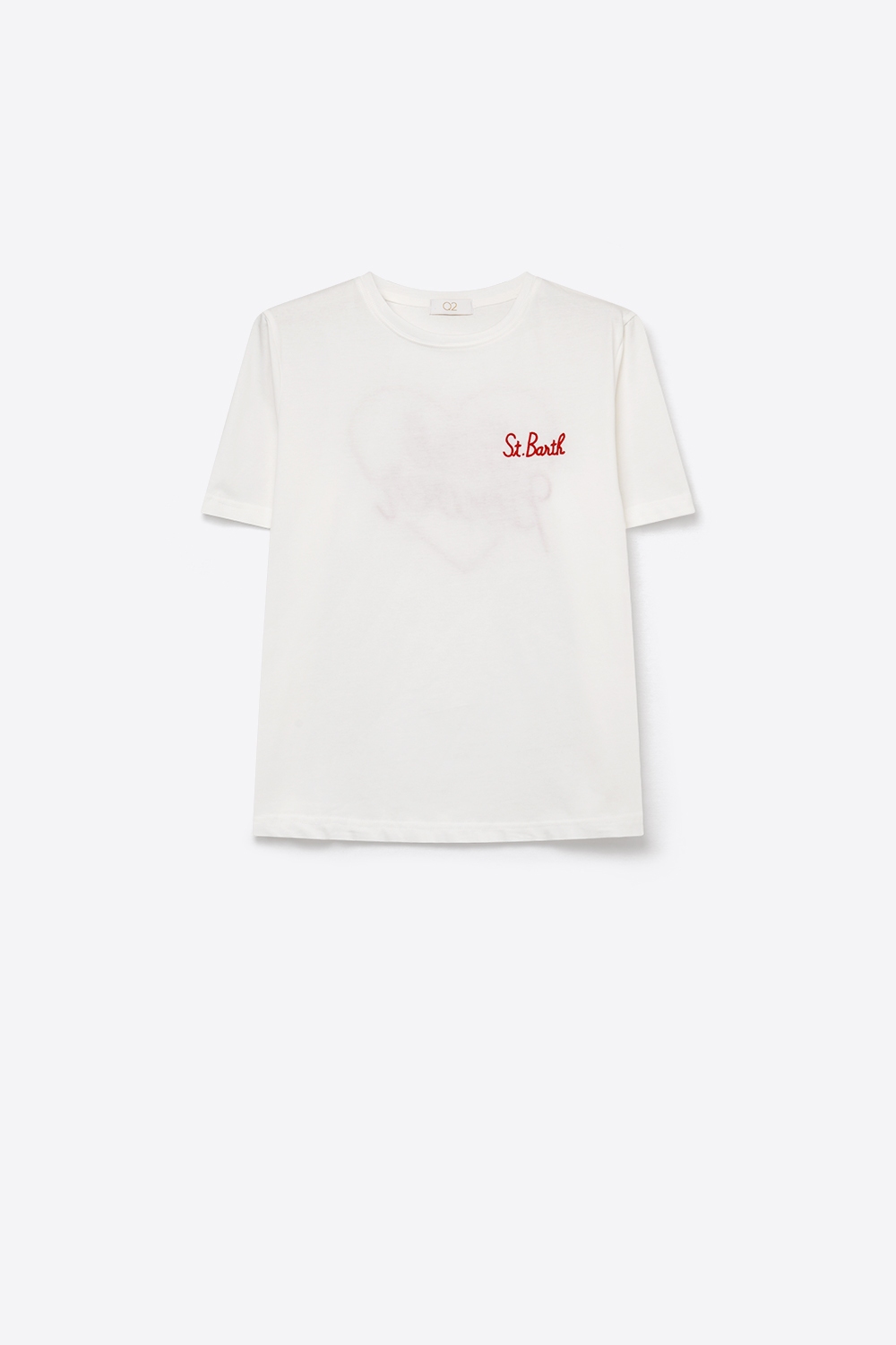 Camiseta blanca de algod&oacute;n bordada en el pecho con ajuste regular y cuello redondo