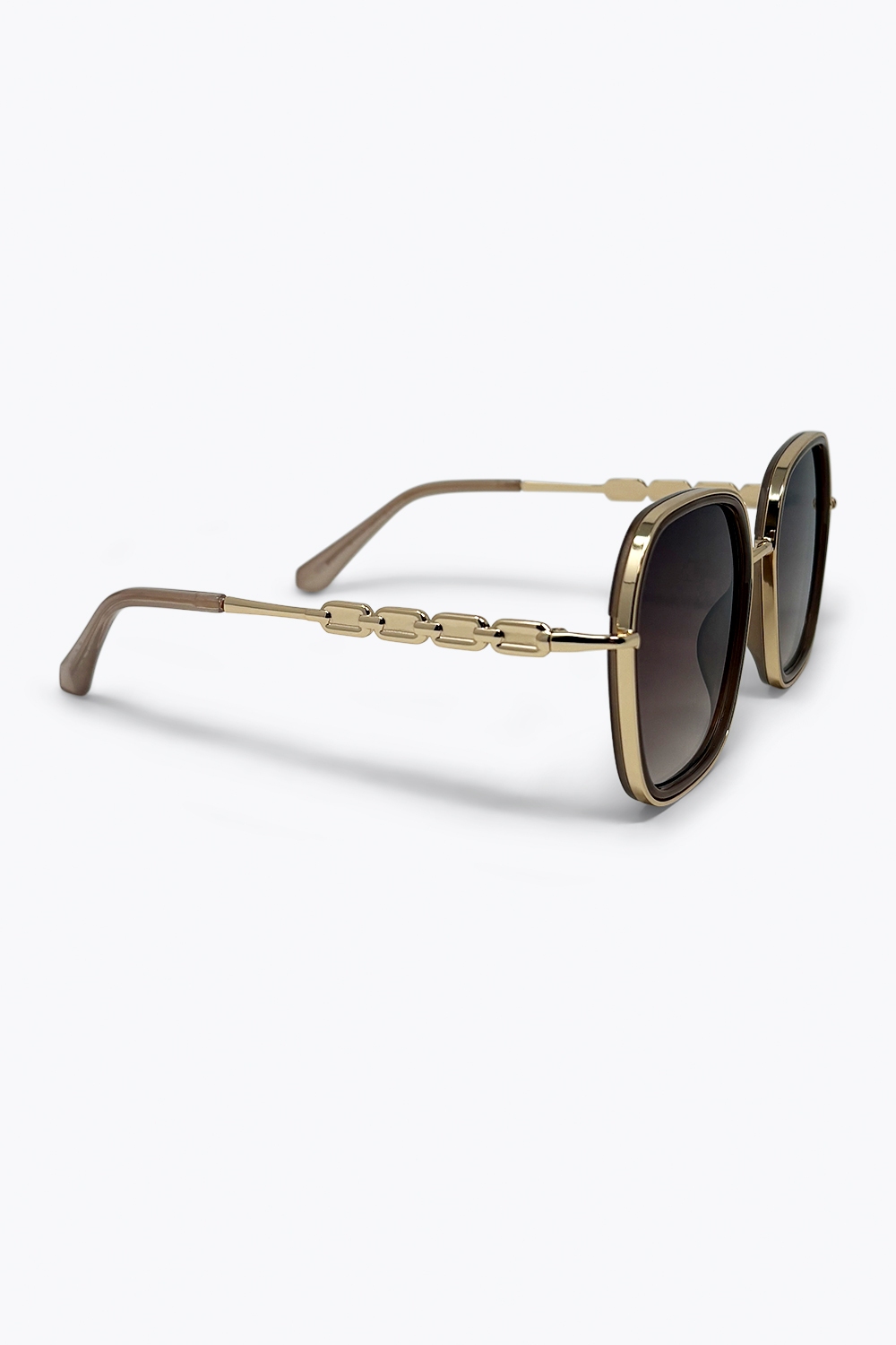 Gafas de sol met&aacute;licas oversize con montura cuadrada de degradado marr&oacute;n
