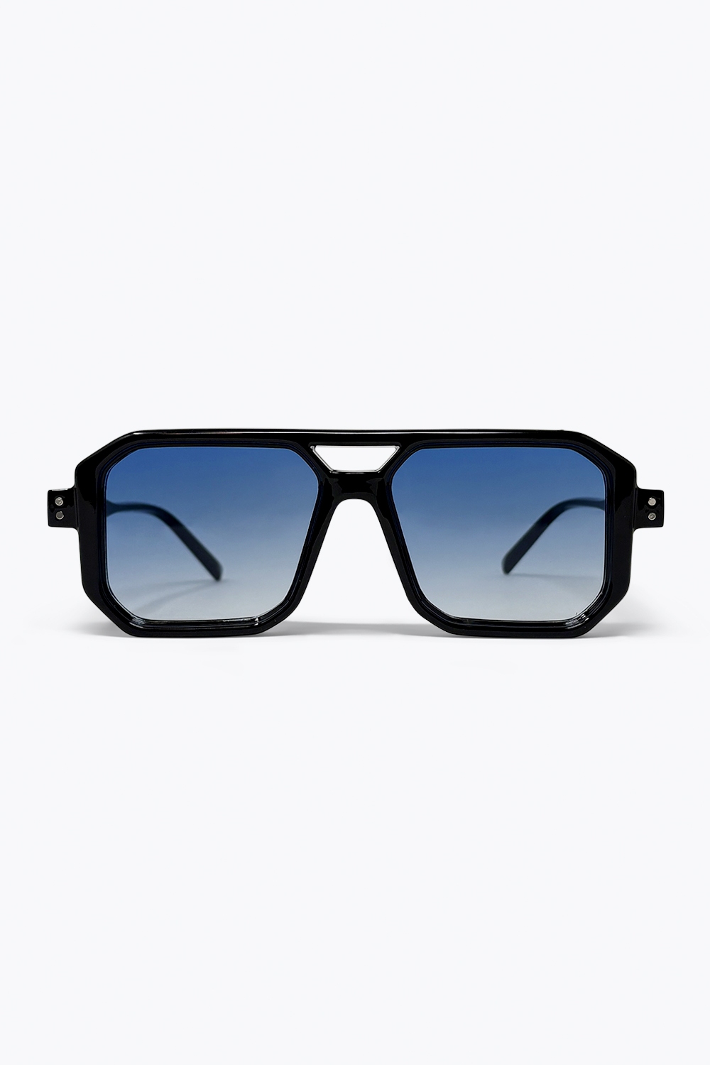 Gafas de sol con montura cuadrada oversize en negro degradado azul