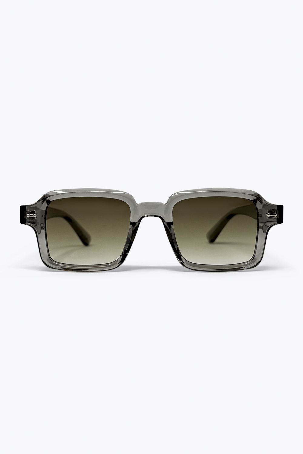 Gafas de Sol con Lente Degradado y Montura Cuadrada Transparente Gris Gafas de Sol con Lente Degradado y Montura Cuadrada Transparente Gris