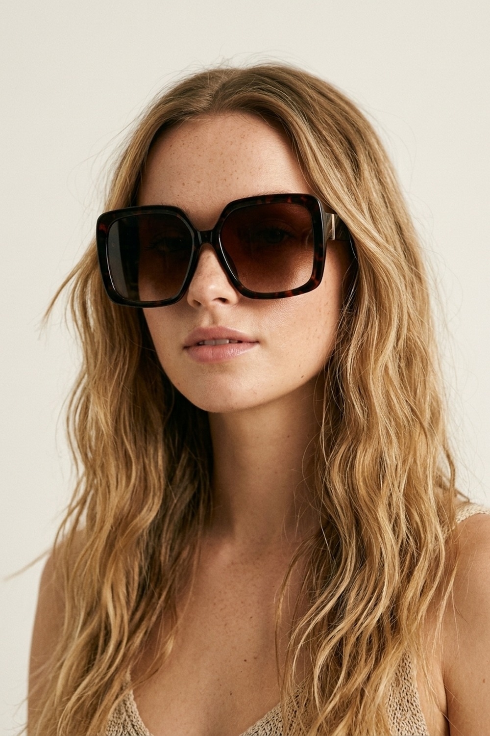 Gafas de sol con montura cuadrada oversize en carey marrón y lentes degradados Gafas de sol con montura cuadrada oversize en carey marrón y lentes degradados