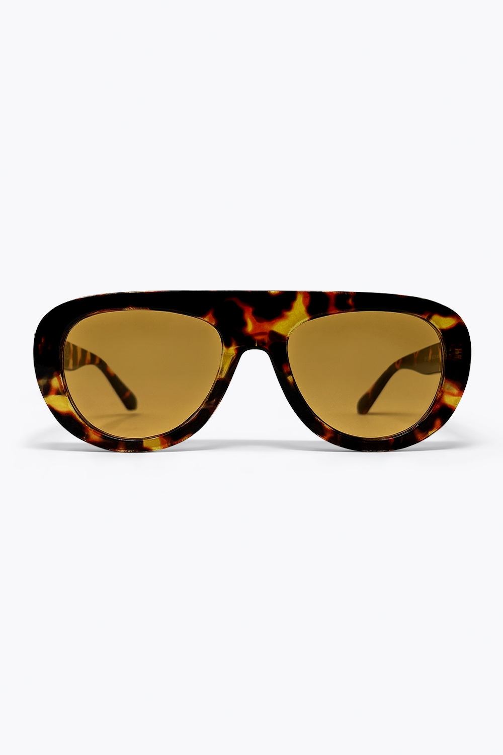 Gafas de sol rectangulares de gran tama&ntilde;o con montura de carey multicolor y lentes &aacute;mbar