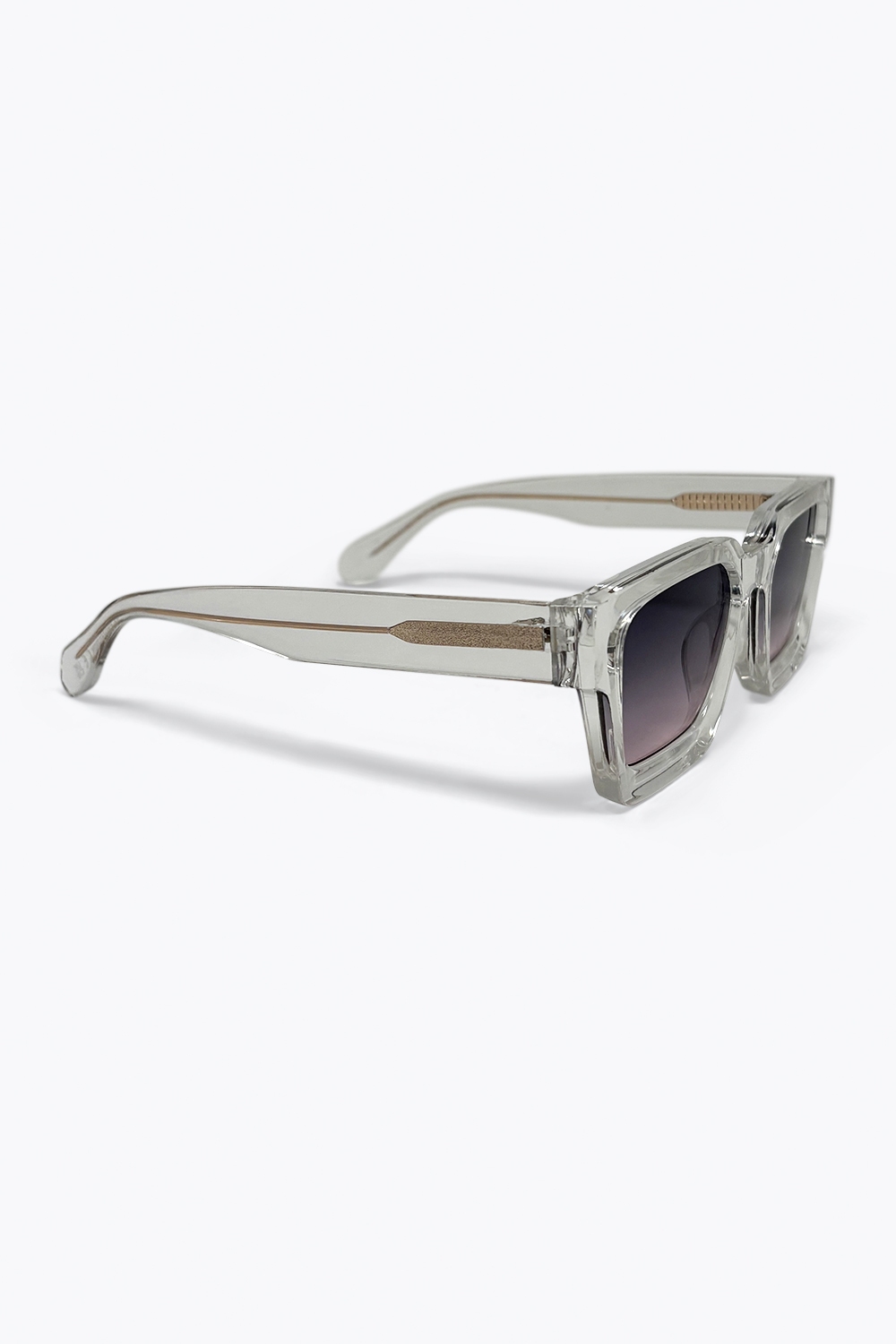 Gafas de sol con montura cuadrada transparente gris y lentes degradados Gafas de sol con montura cuadrada transparente gris y lentes degradados