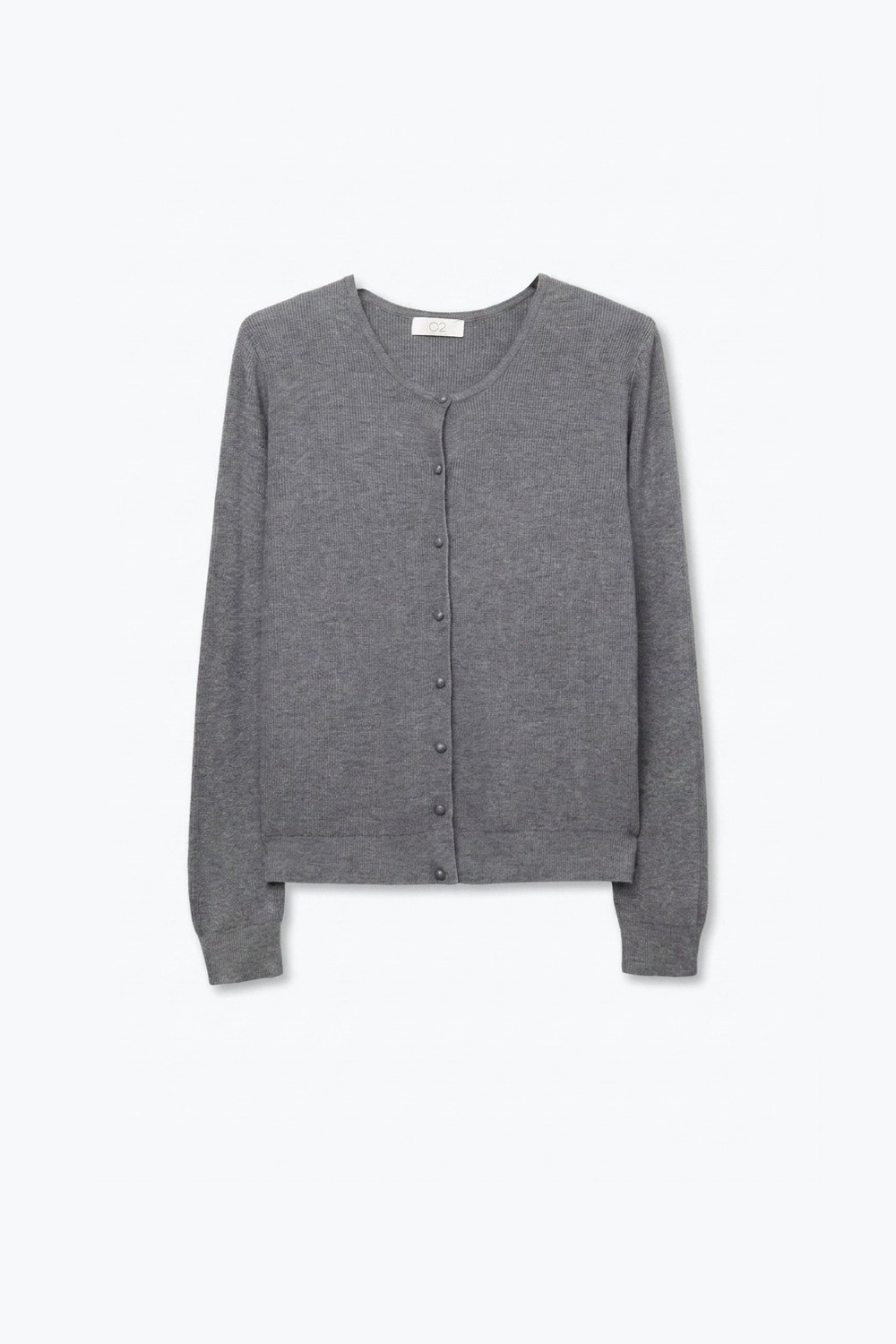 Cardigan Gris de Punto Canal&eacute; con Botones y Cuello Redondo