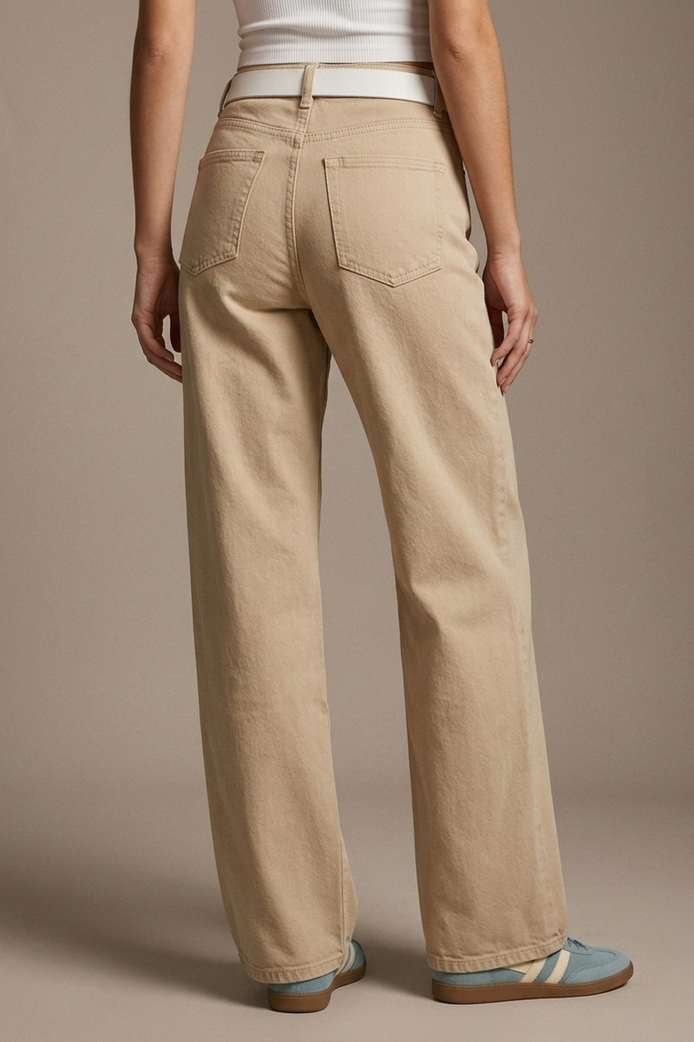 Pantalón extra ancho en beige lavado Pantalón extra ancho en beige lavado