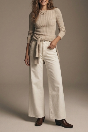 Pantalón extra ancho en color crema