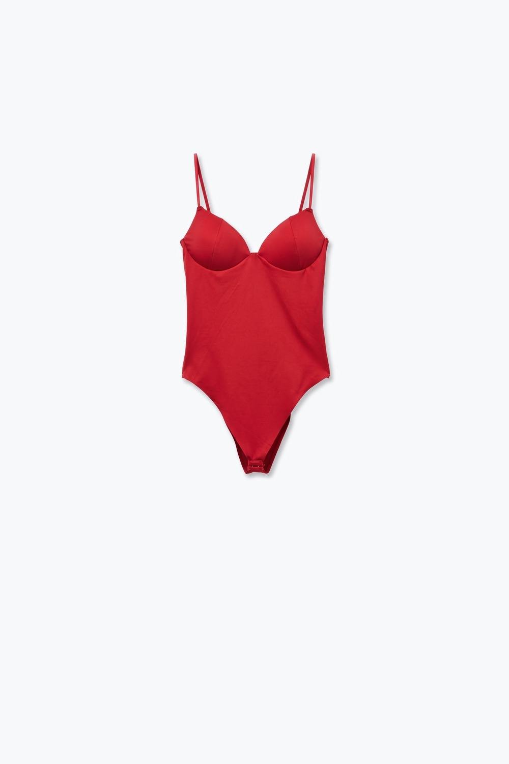Body de tirantes espagueti con aros y tejido jersey el&aacute;stico rojo