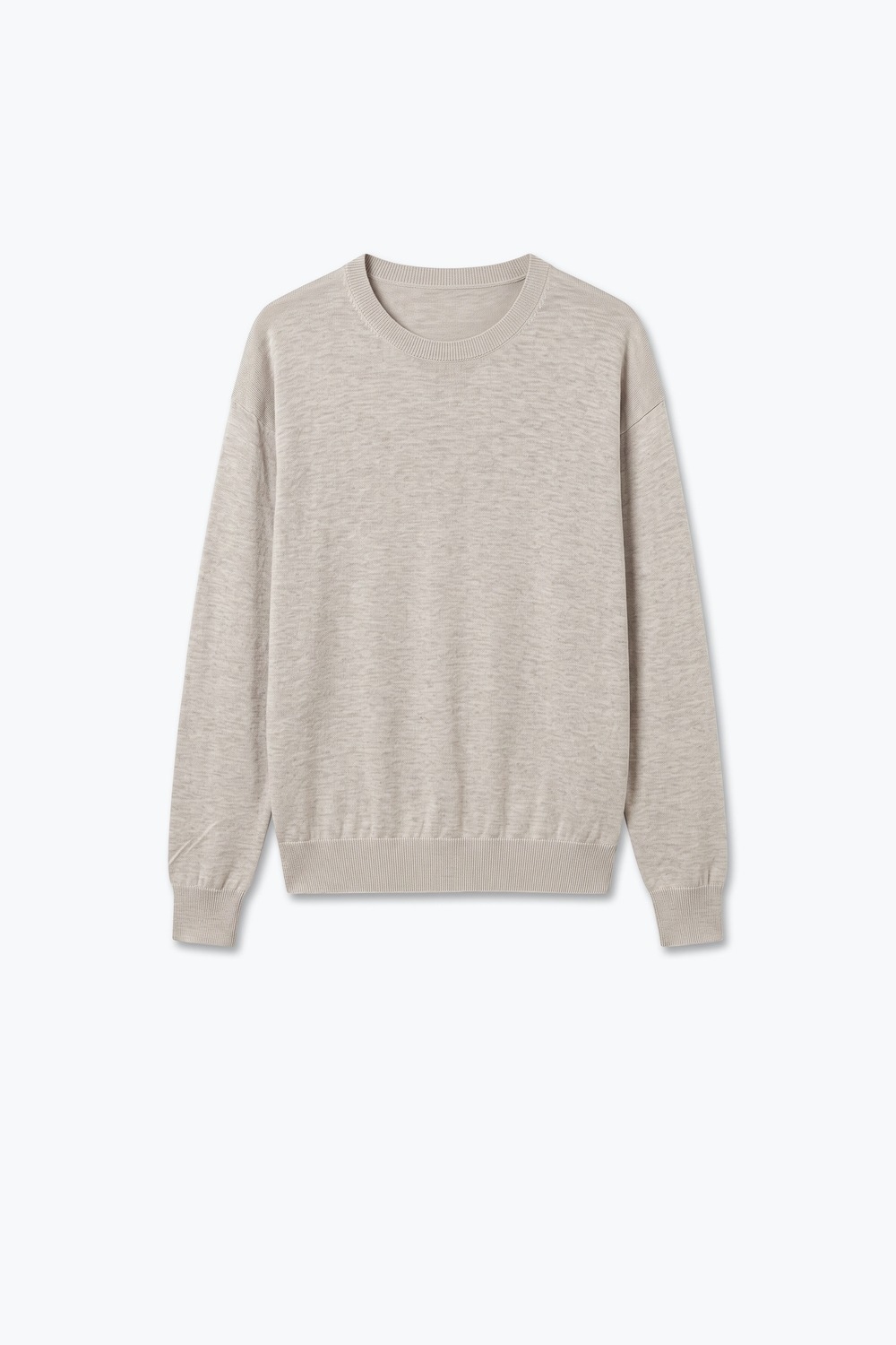 Su&eacute;ter de cuello redondo de punto fino mezcla de lana merino color beige