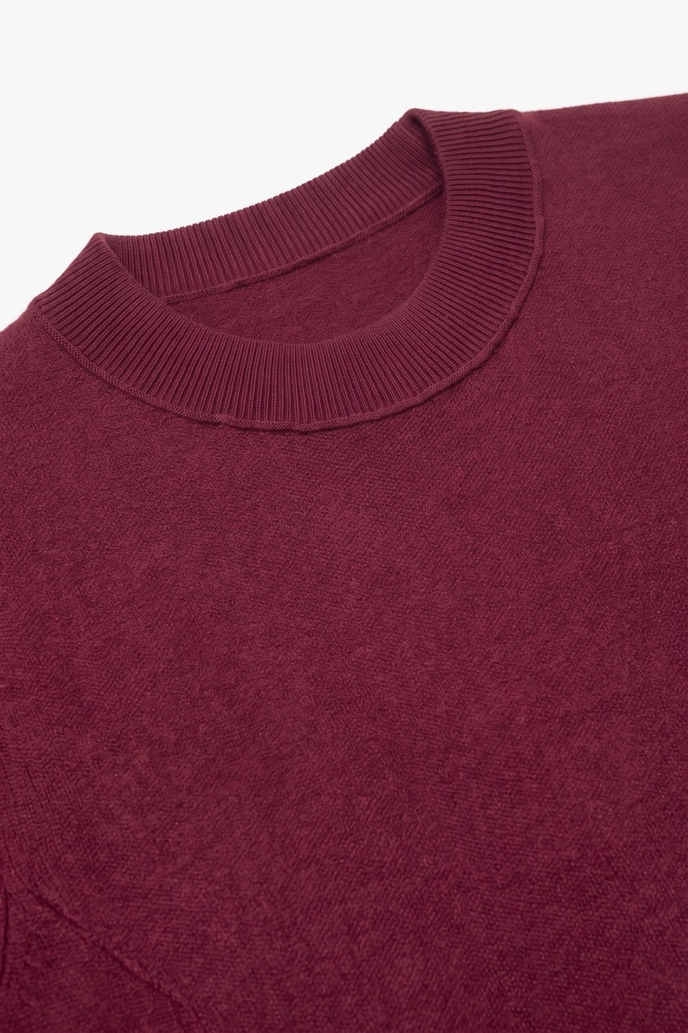 Mezcla de Lana Merino Borgo&ntilde;a Jersey de Punto Fino de Manga Corta