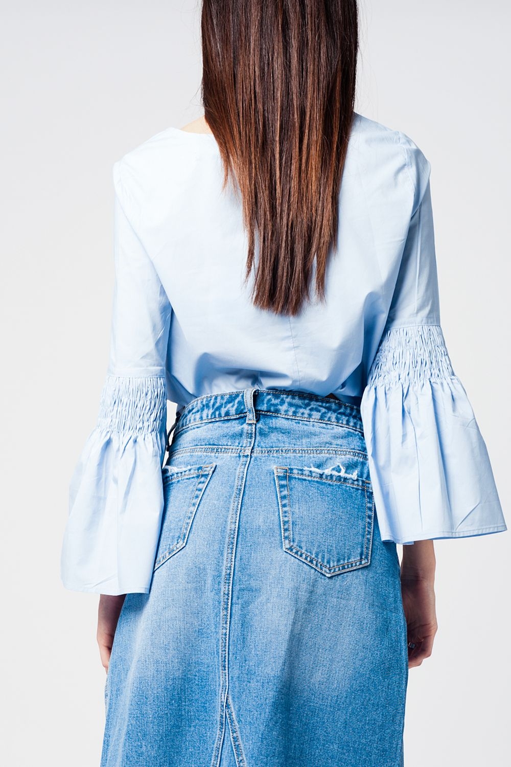 Jean maxi skirt with thigh split