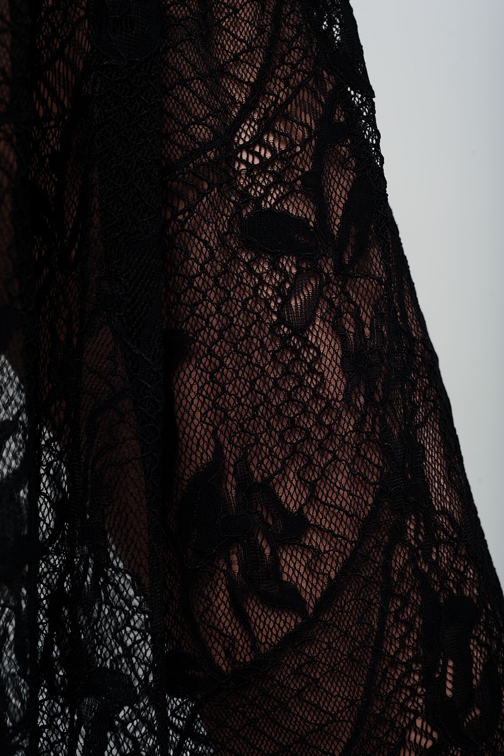 Black lace midi skirt