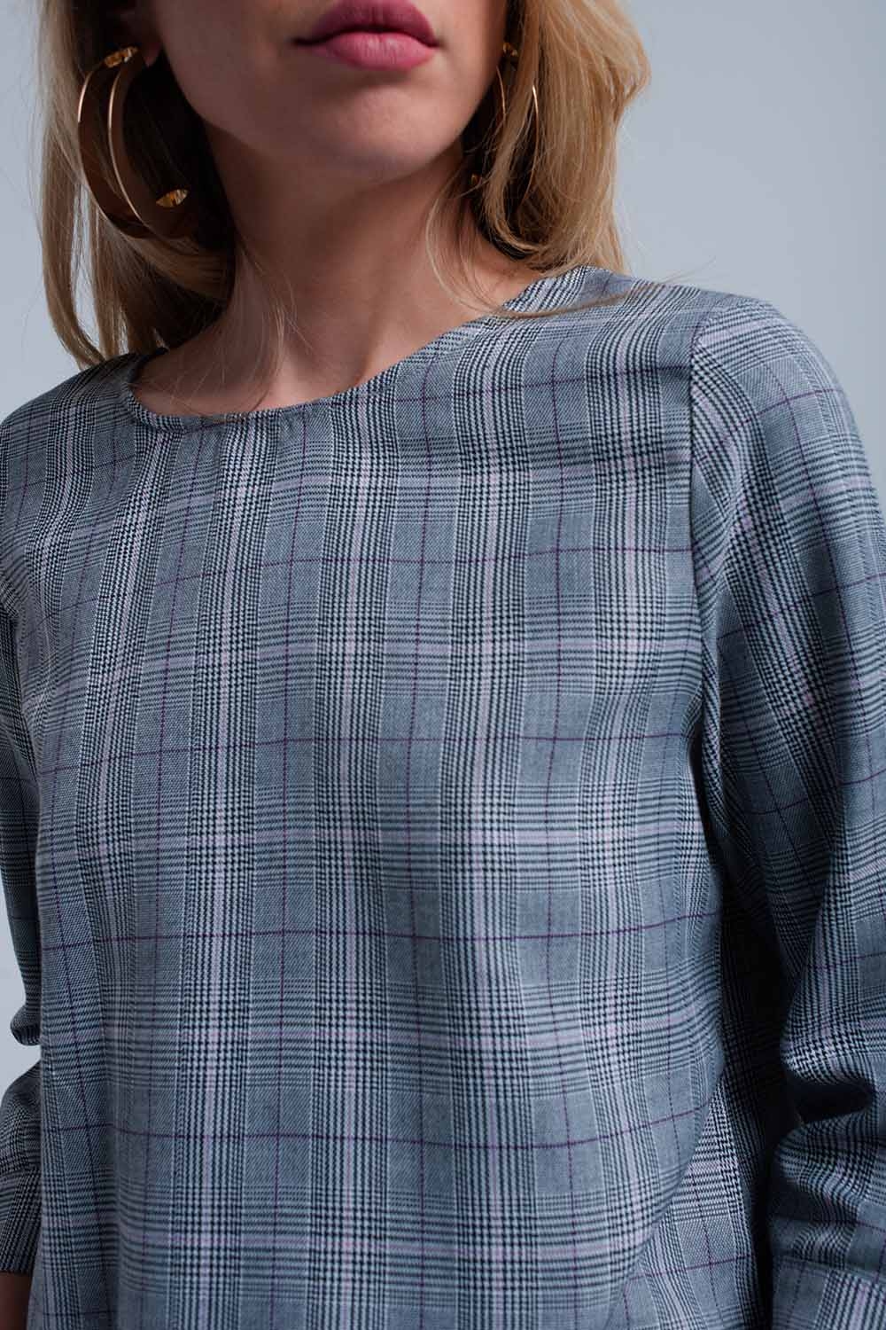 Top de tartán morado con cintas Top de tartán morado con cintas