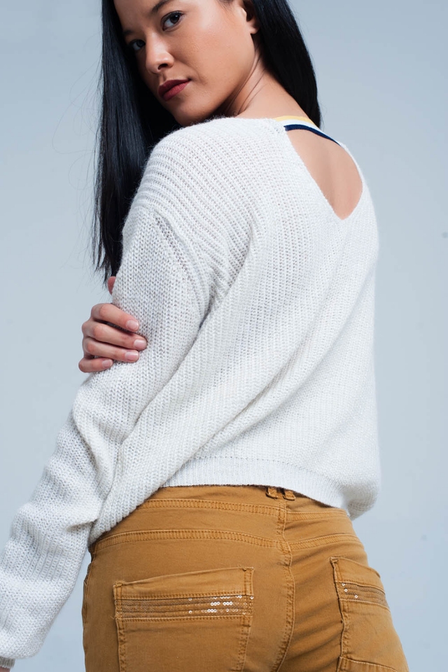 Witte Trui met Open Rug