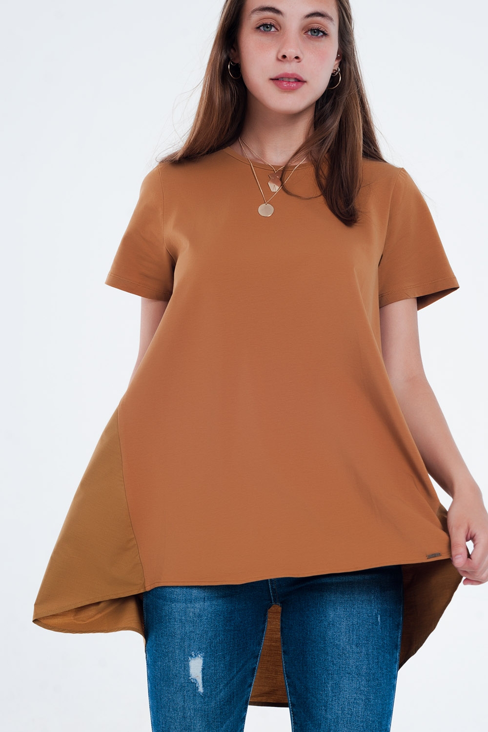 T-Shirt-Kleid in braun