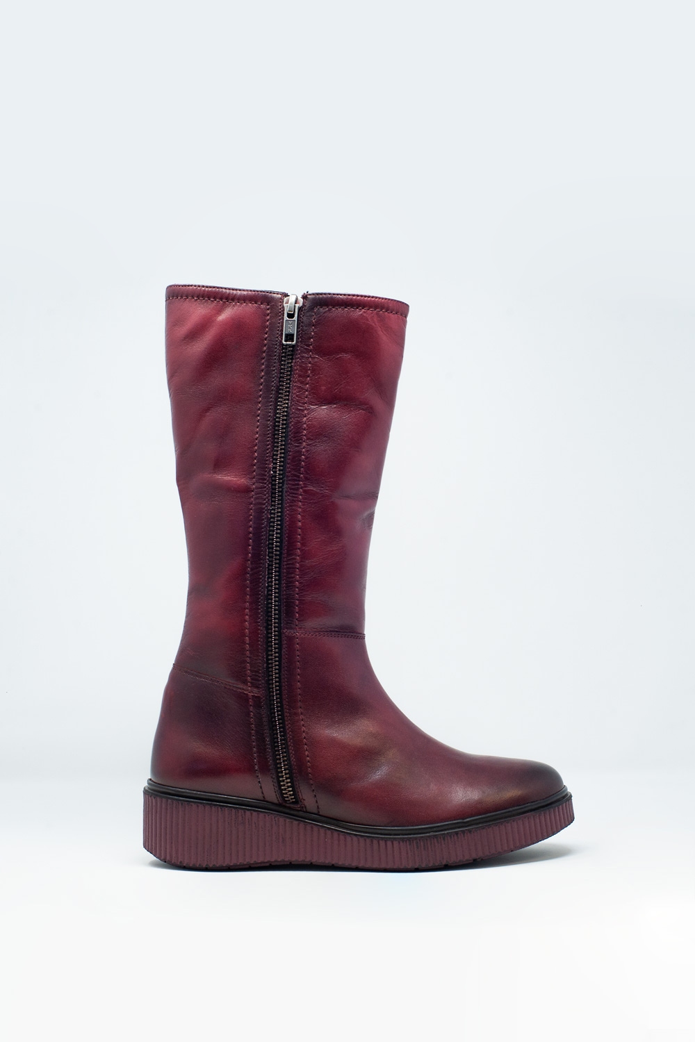 Botas con cremallera gruesos en granate Botas con cremallera gruesos en granate