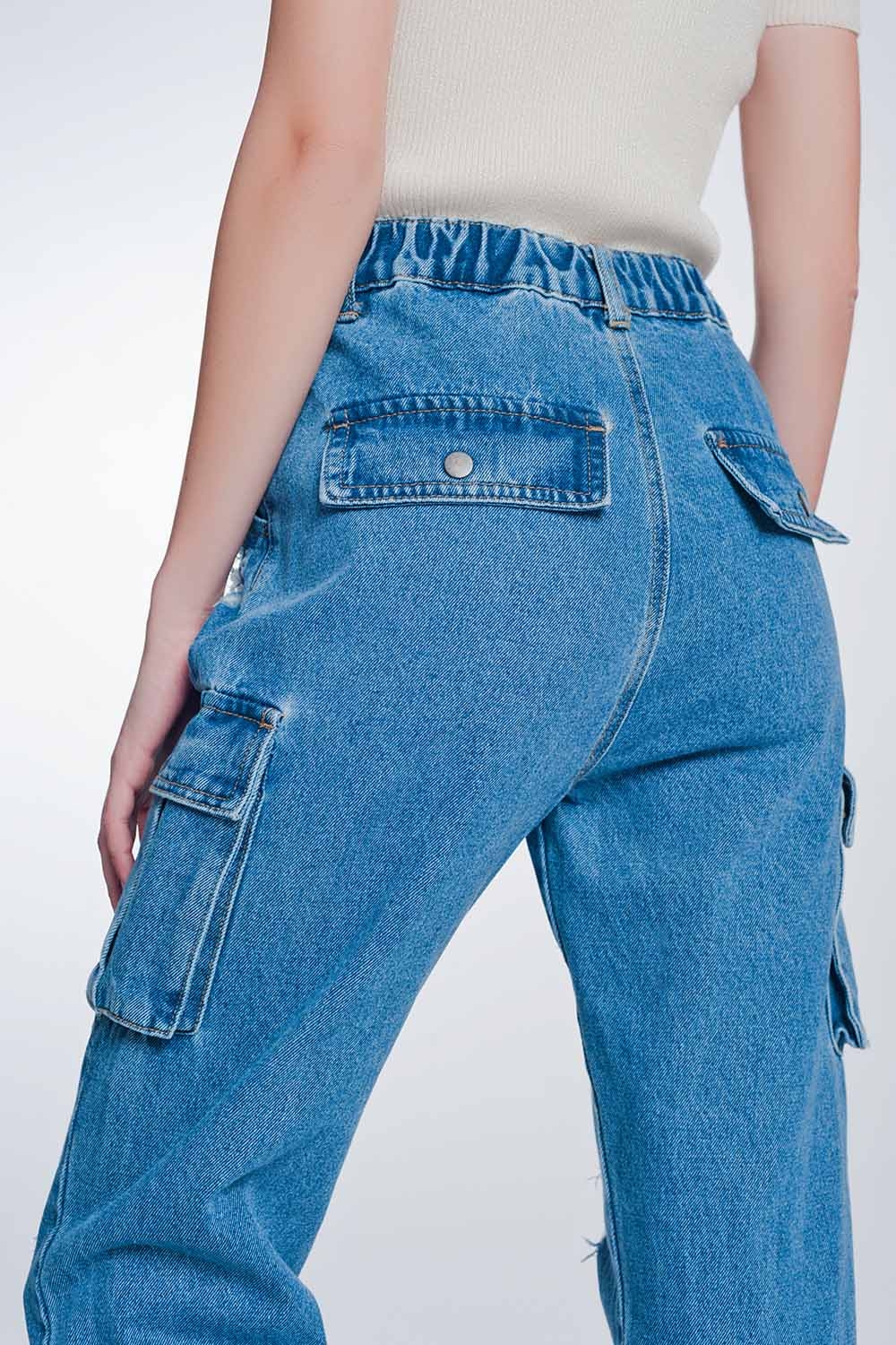 Jeans boyfriend con bolsillos laterales y rotos Jeans boyfriend con bolsillos laterales y rotos