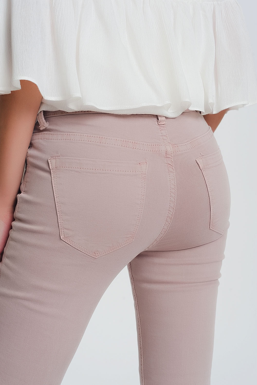 Pantalon de talle alto super ajustado en color rosa Pantalon de talle alto super ajustado en color rosa