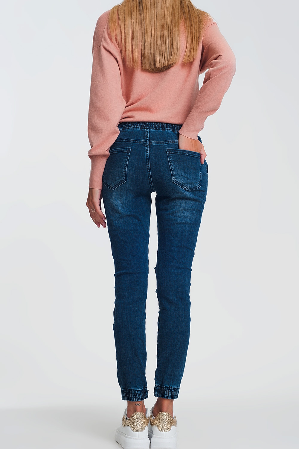Vaqueros ligeros estilo joggers azul oscuro Vaqueros ligeros estilo joggers azul oscuro