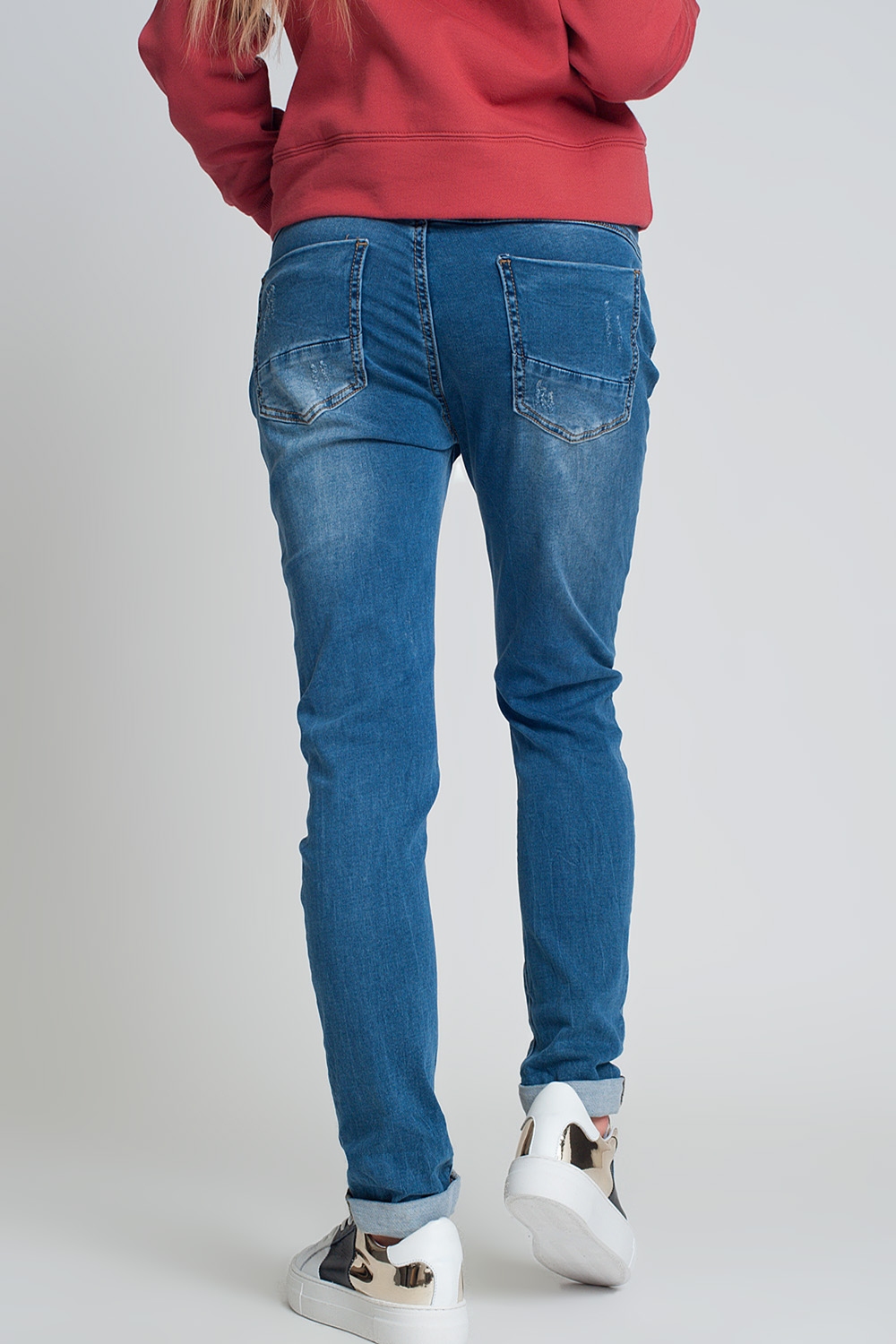Vaqueros boyfriend azules con diseño desgastado Vaqueros boyfriend azules con diseño desgastado