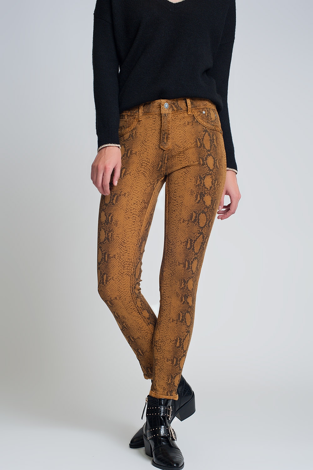 Pantalon estampado serpiente reversible en Mustard Pantalon estampado serpiente reversible en Mustard
