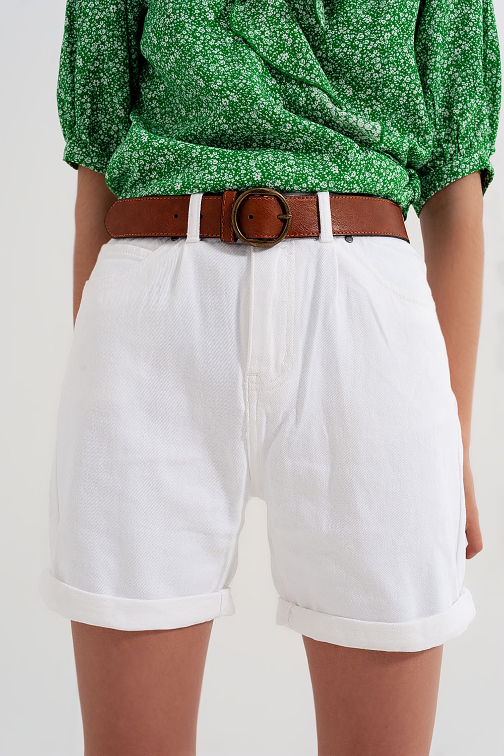 Shorts vaqueros Mom en blanco Shorts vaqueros Mom en blanco
