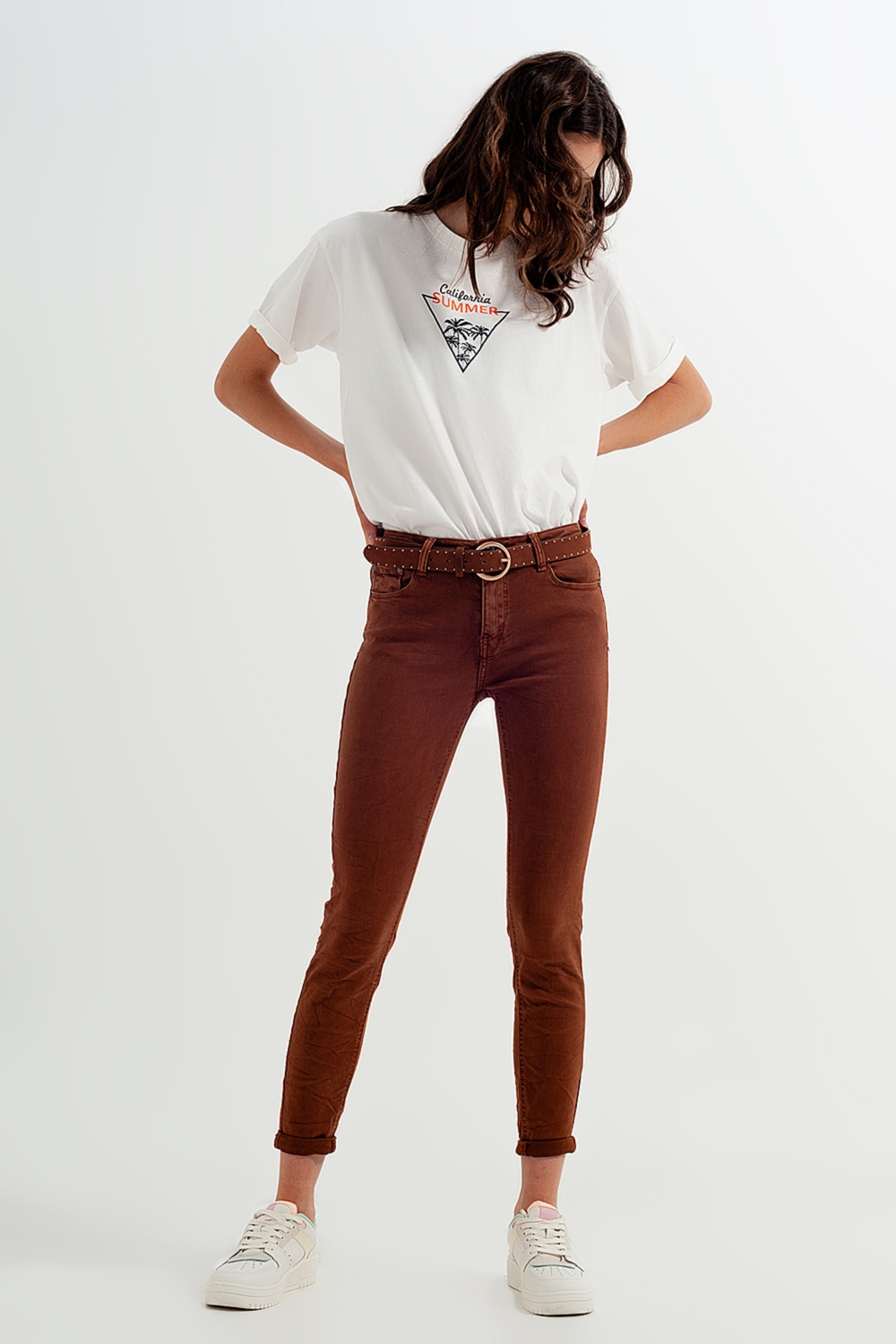Pantalon de talle alto color camel Pantalon de talle alto color camel