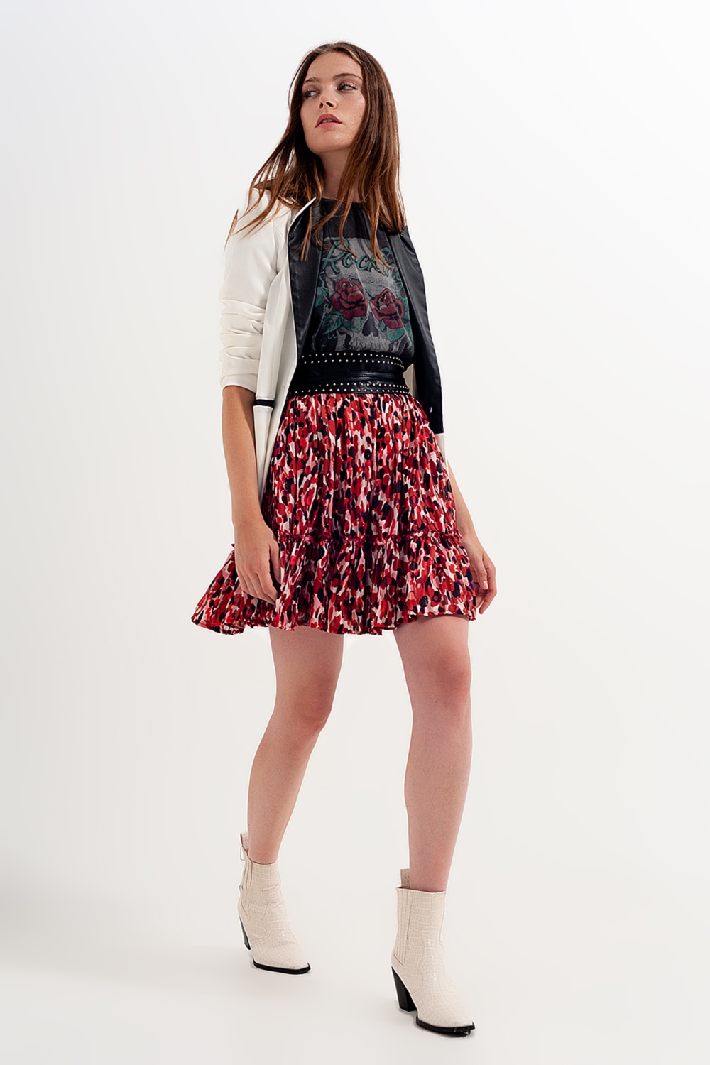 Minifalda con volantes y estampado animal Minifalda con volantes y estampado animal