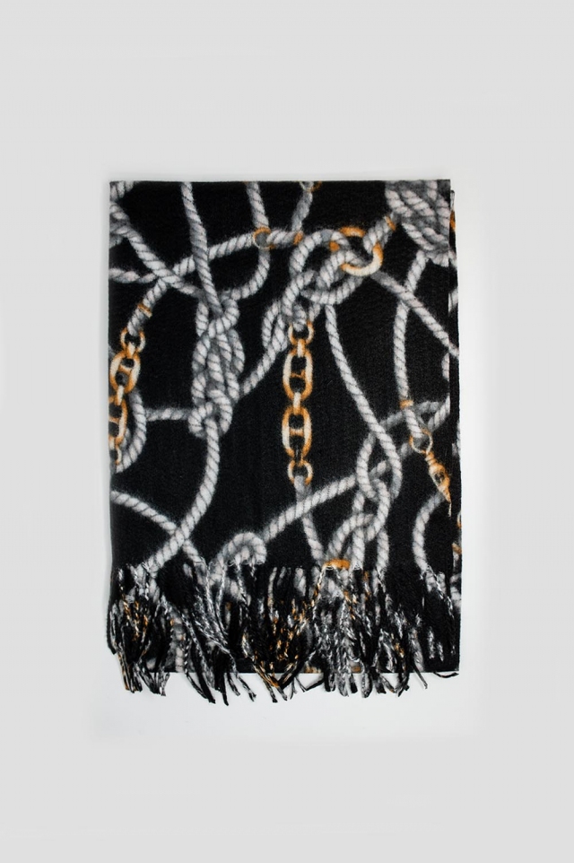 Pañuelo negro con estampado de cadenas