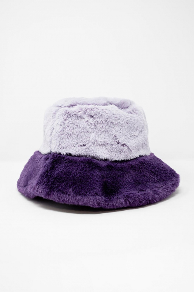 Cappello da pescatore in pelliccia sintetica viola