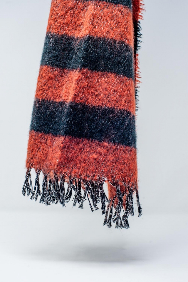 Melange mix stripe scarf in red