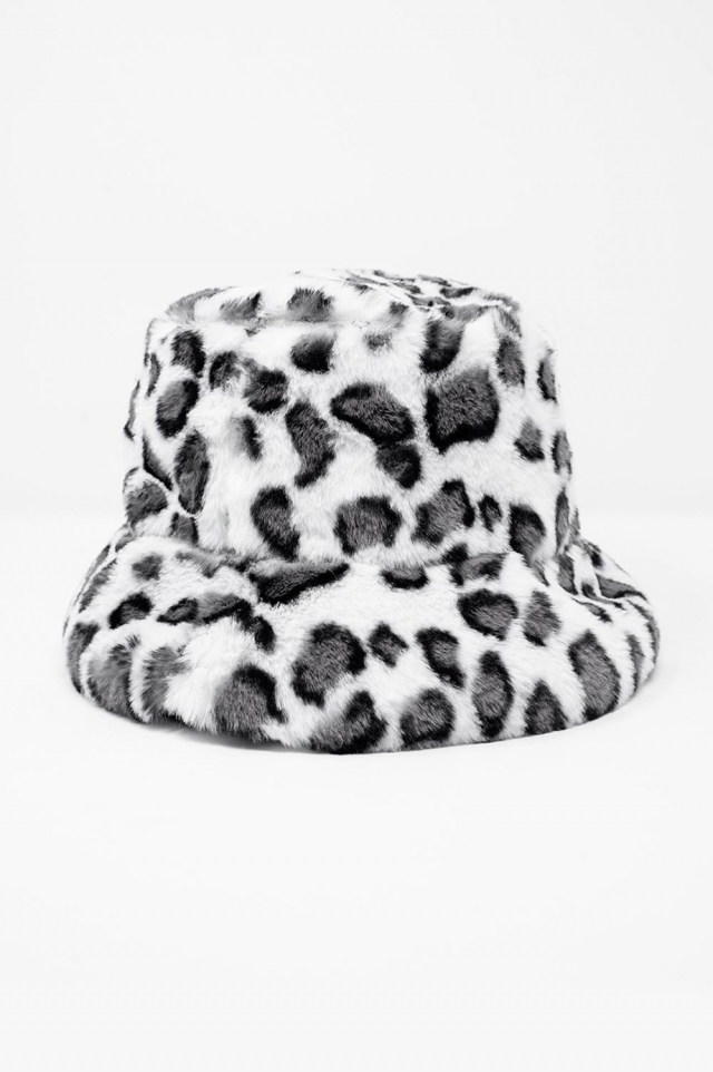 Sombrero de pescador con estampado animal en blanco