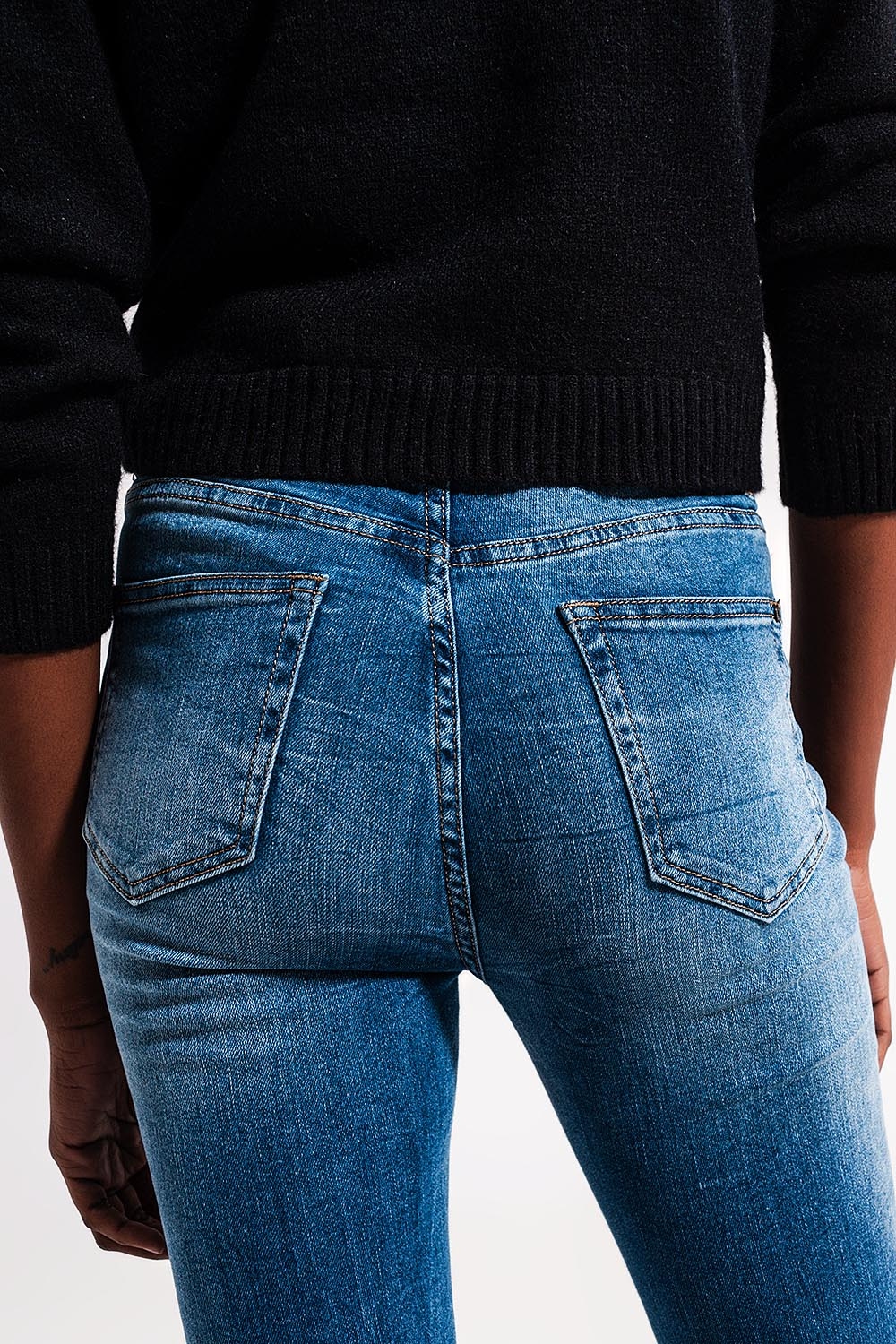 Vaqueros azul medio skinny mezcla de algodón elastico Vaqueros azul medio skinny mezcla de algodón elastico