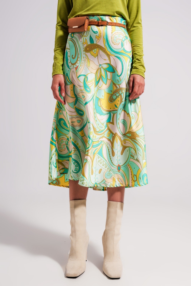 Falda midi con estampado abstracto