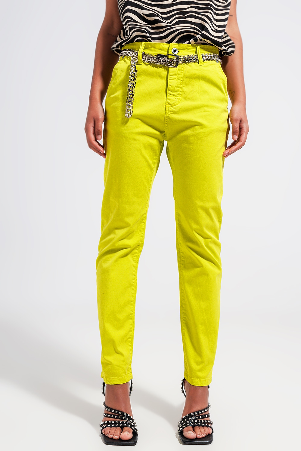 Pantalones amarillos de mezcla de algod&oacute;n