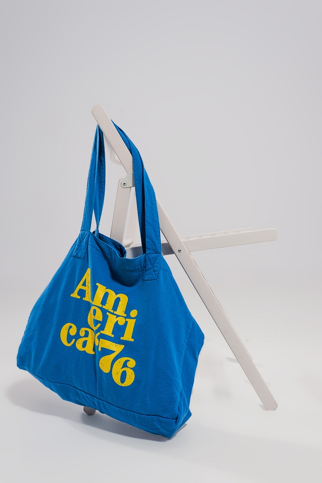 AMERICA 76 Maxi borsa in tela blu