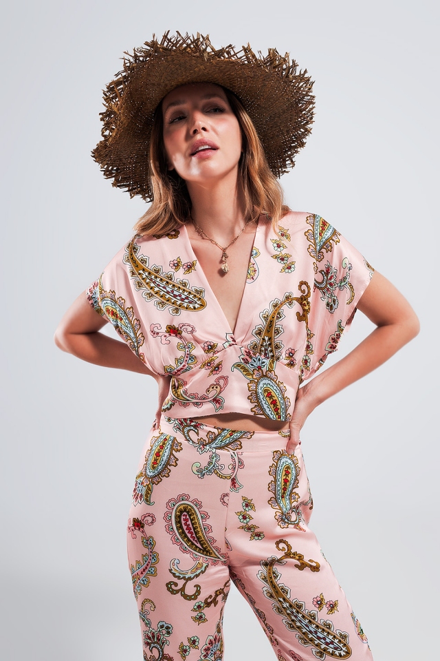 CROP TOP WITH PINK PAISLEY PRI