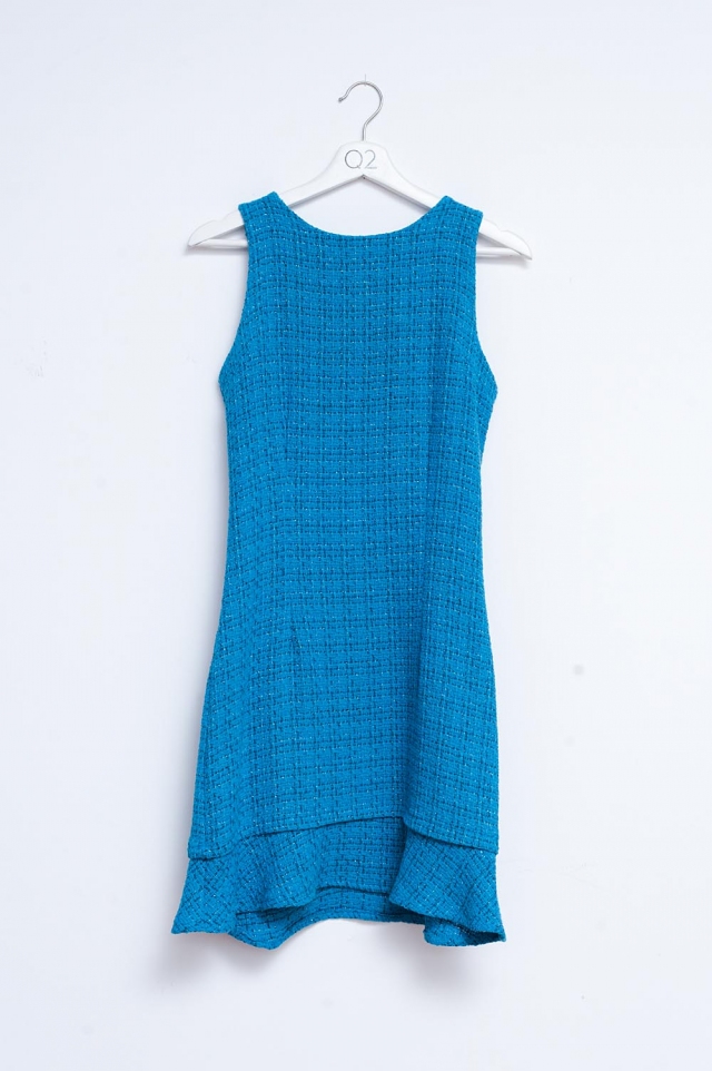 Bouclé Latzkleid in blau