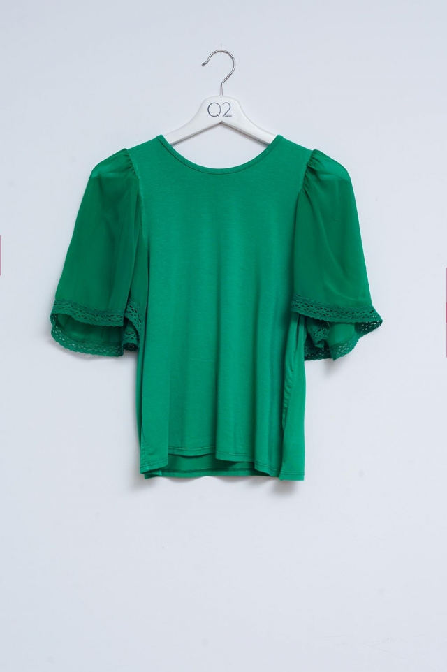 Angel sleeve tea blouse in green