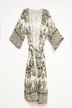 Maxi kimono in green geo print