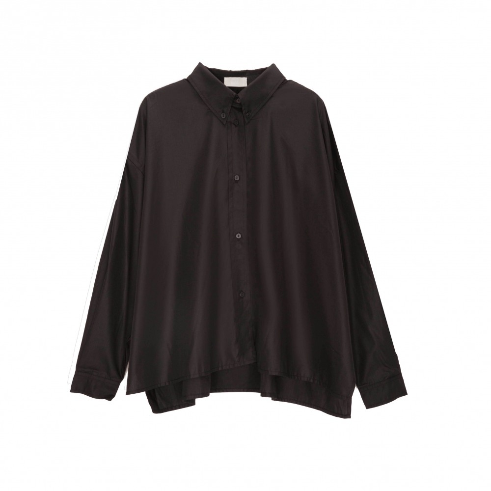 Camisa oversize en mezcla de algod&oacute;n negra