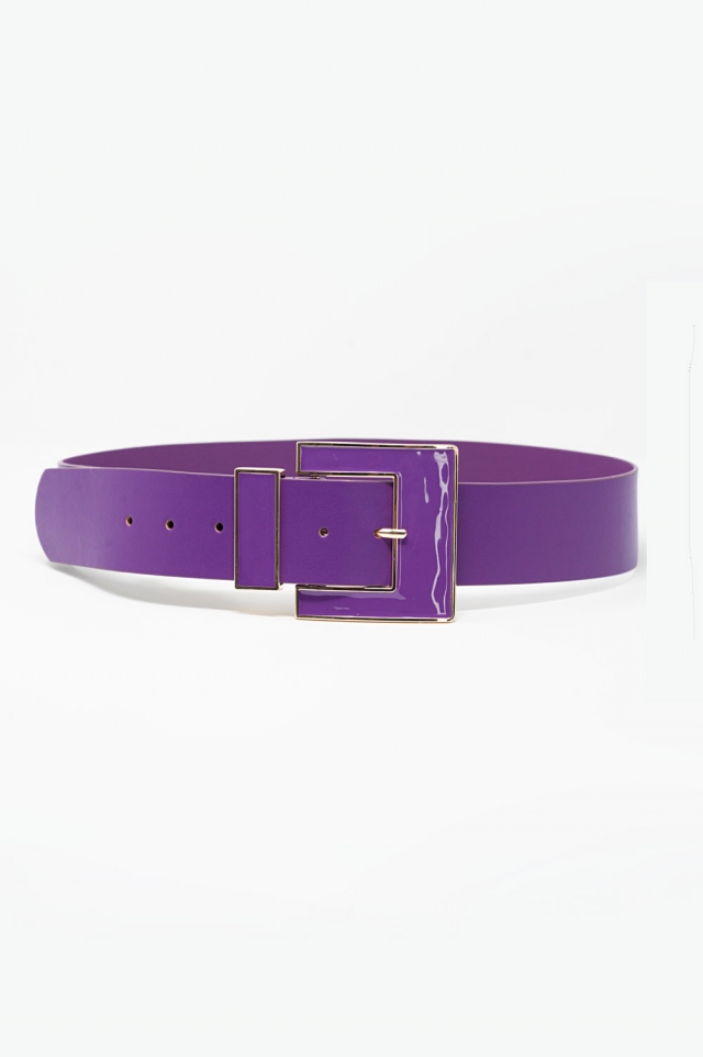 Cintura viola con fibbia quadrata