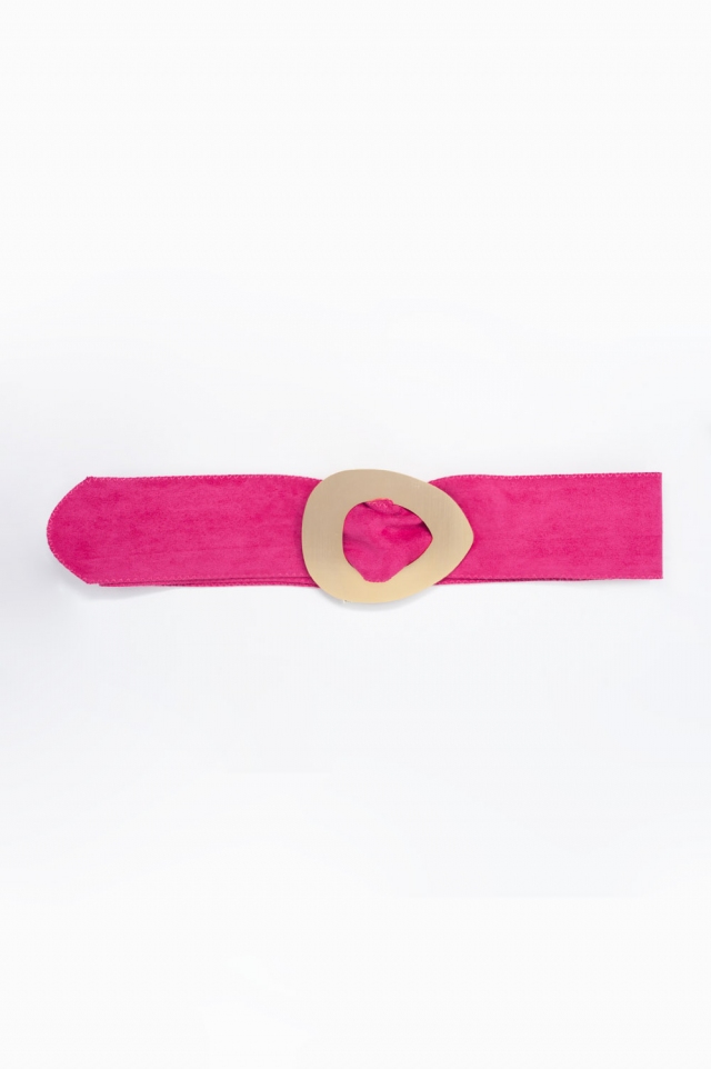 Cinturón color rosa para cadera y cintura de ante con hebilla