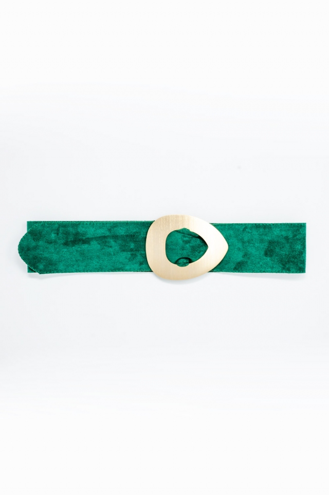 Cintura per fianchi e vita verde in camoscio con fibbia