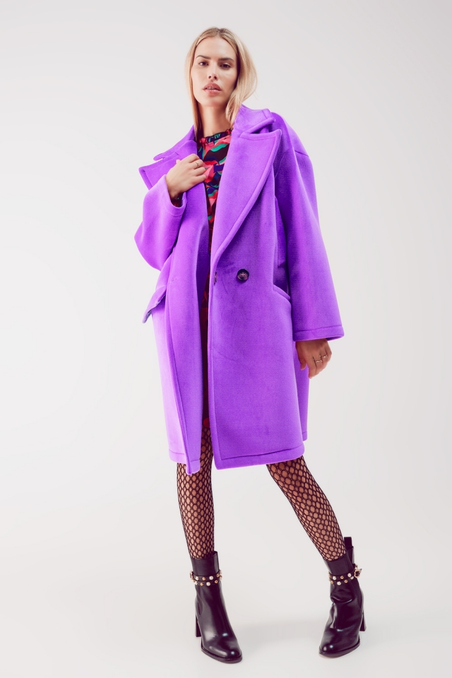 Übergroßer coat aus Wildlederimitat in purple