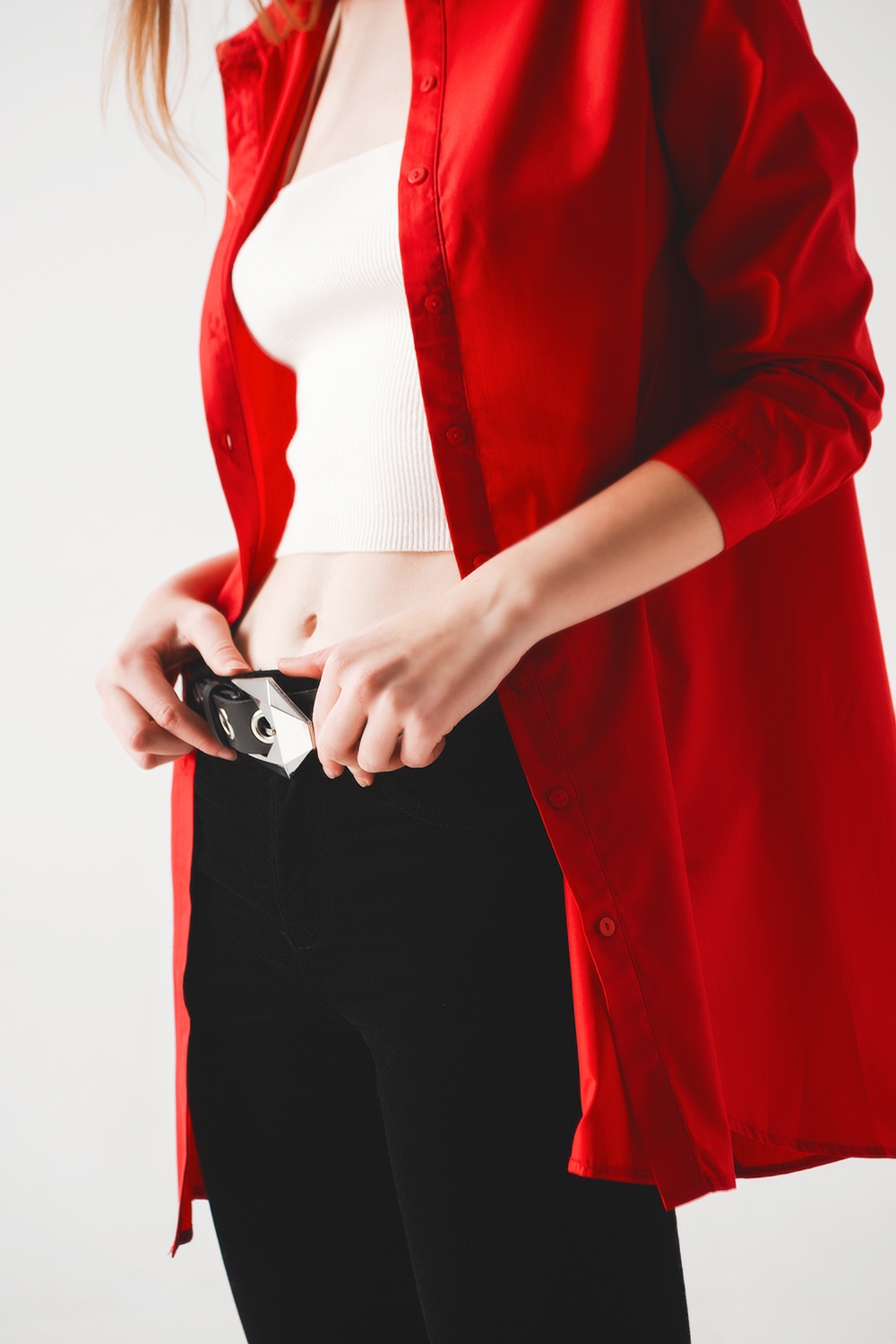 Camisa oversize en rojo intenso Camisa oversize en rojo intenso