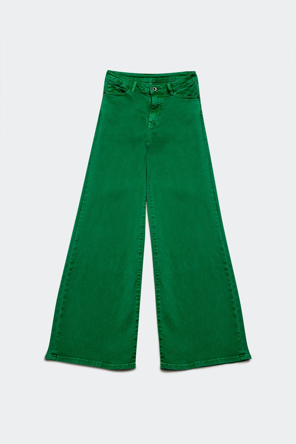 Vaqueros verdes de pernera ancha de mezcla de algod&oacute;n