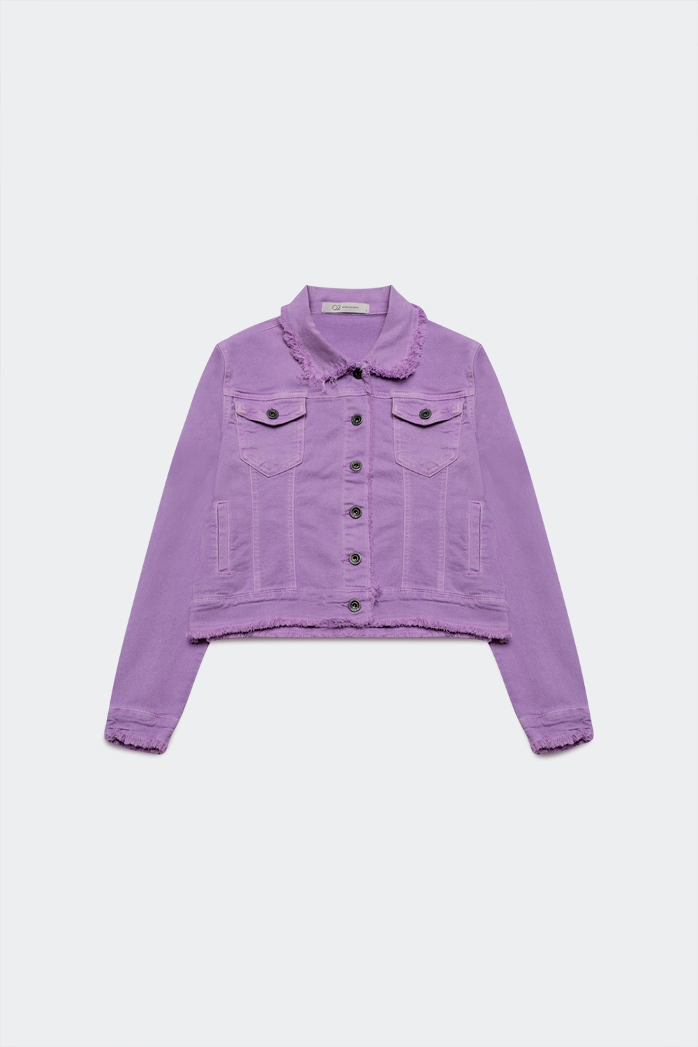 Chaqueta vaquera lila con bordes sin rematar Chaqueta vaquera lila con bordes sin rematar