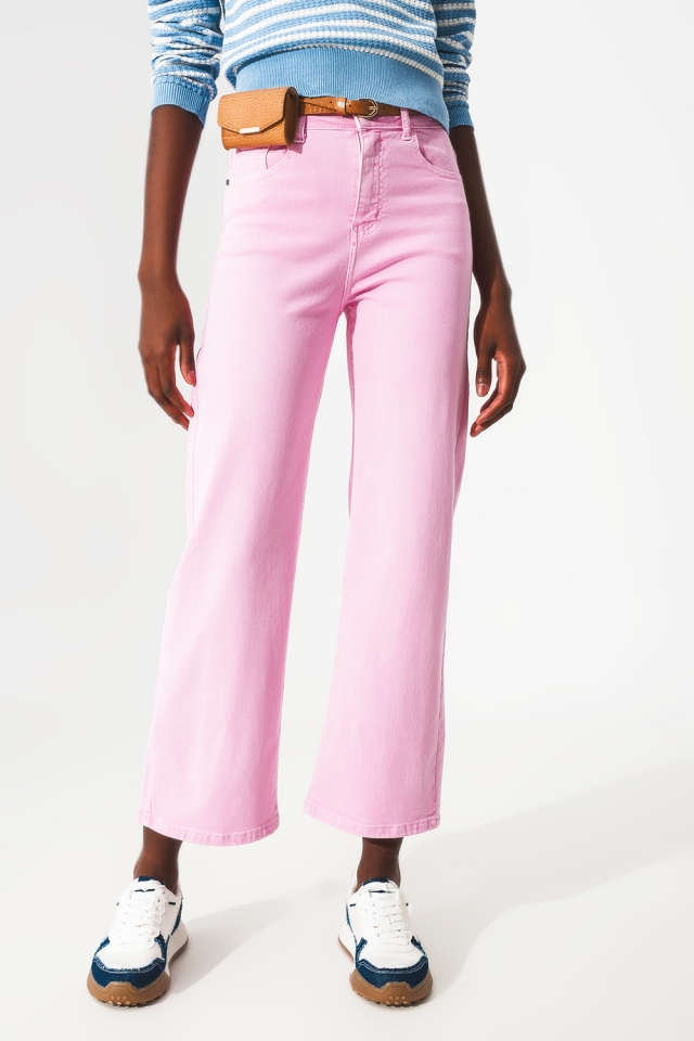 Jeans alla Caviglia color rosa chewing gum