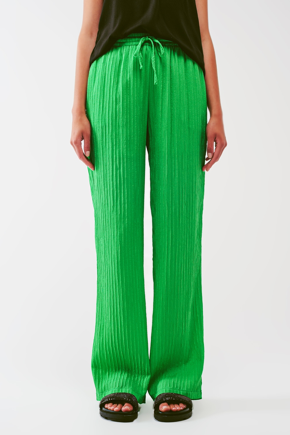 Pantalón de rayas holgado en verde Pantalón de rayas holgado en verde